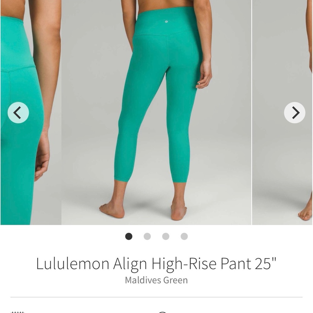 Lululemon Athletica Align size 10 Maldives Green Leggings 25 inch inseam 💚✅💚✅